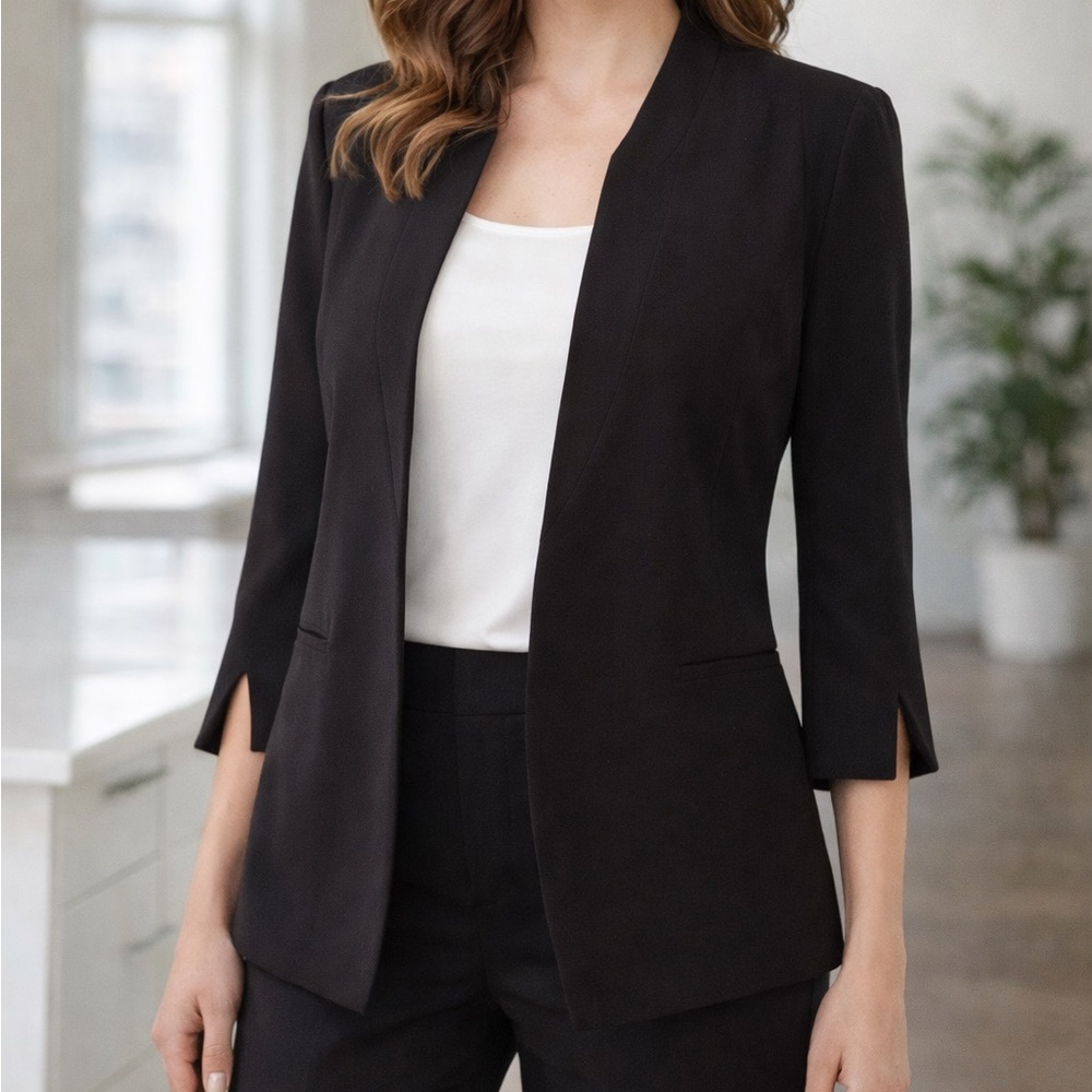 XOXO Black Open Front Blazer Jacket Women’s XL Lightweight Work Office Basic
